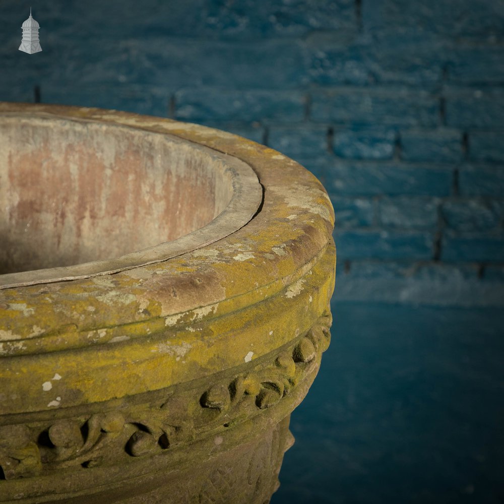 Sandstone Carved Font, Weathered Appearance