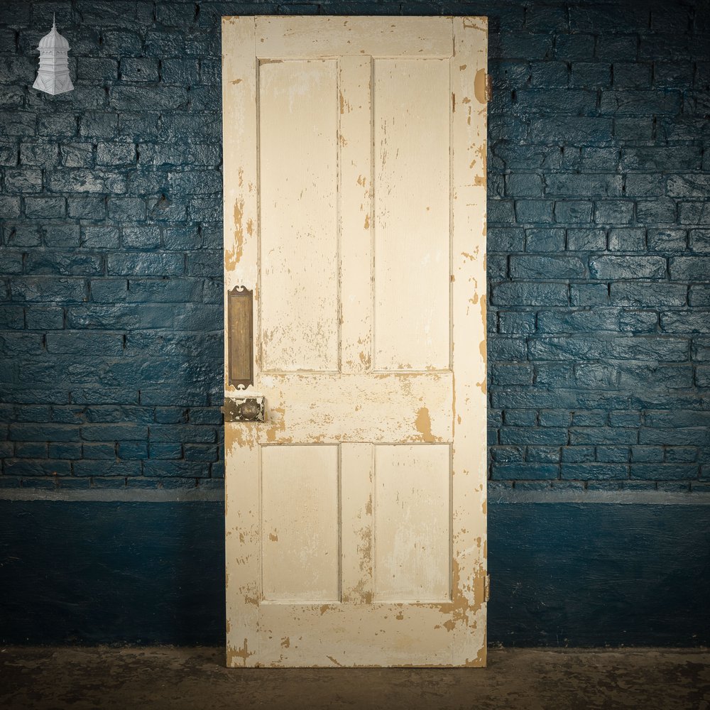 Moulded Panel Door, 4 Panel, Distressed Paint