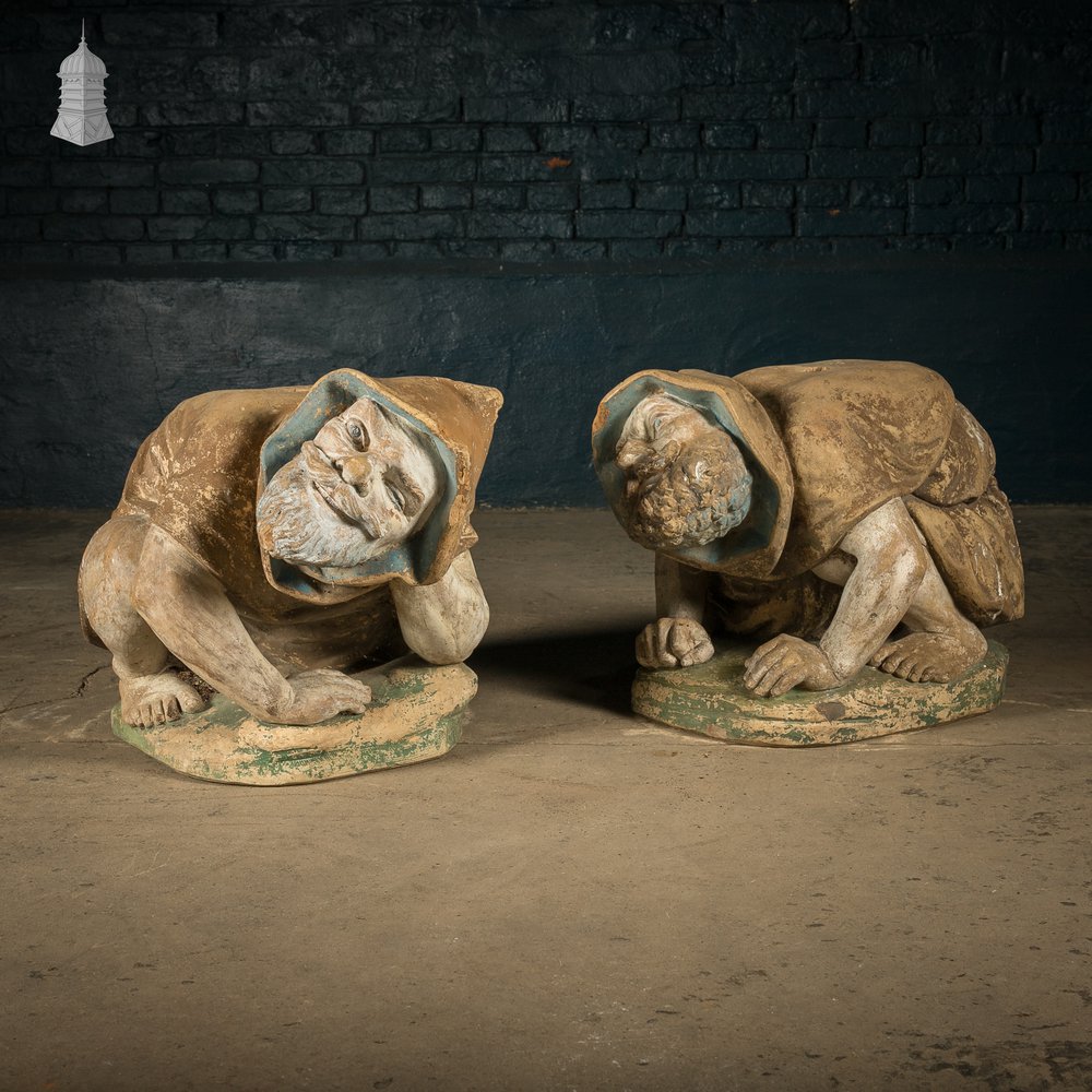 Terracota German Gnomes, 19th C Garden Plinths