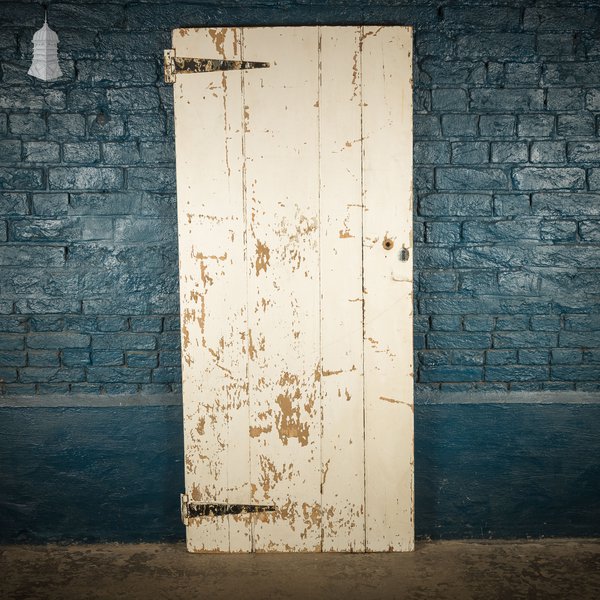 Ledged Cottage Door, Distressed White Paint