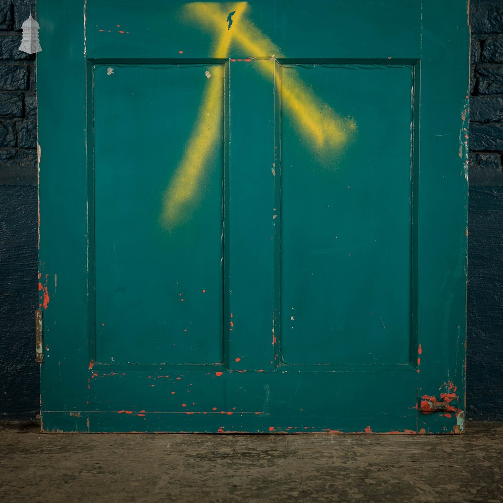 Half Glazed Door, Painted Pitch Pine Fitted with Wired Safety Glass