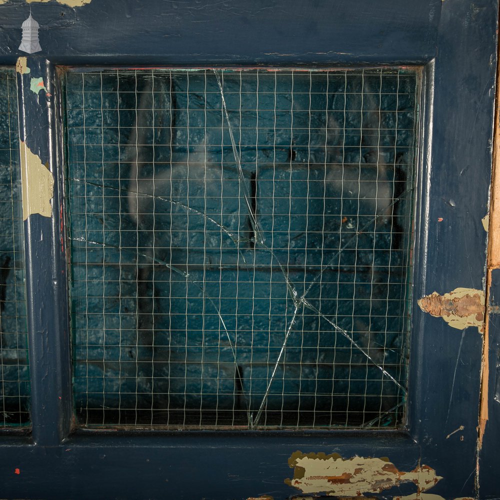 Half Glazed Door, Painted Pitch Pine Fitted with Wired Safety Glass