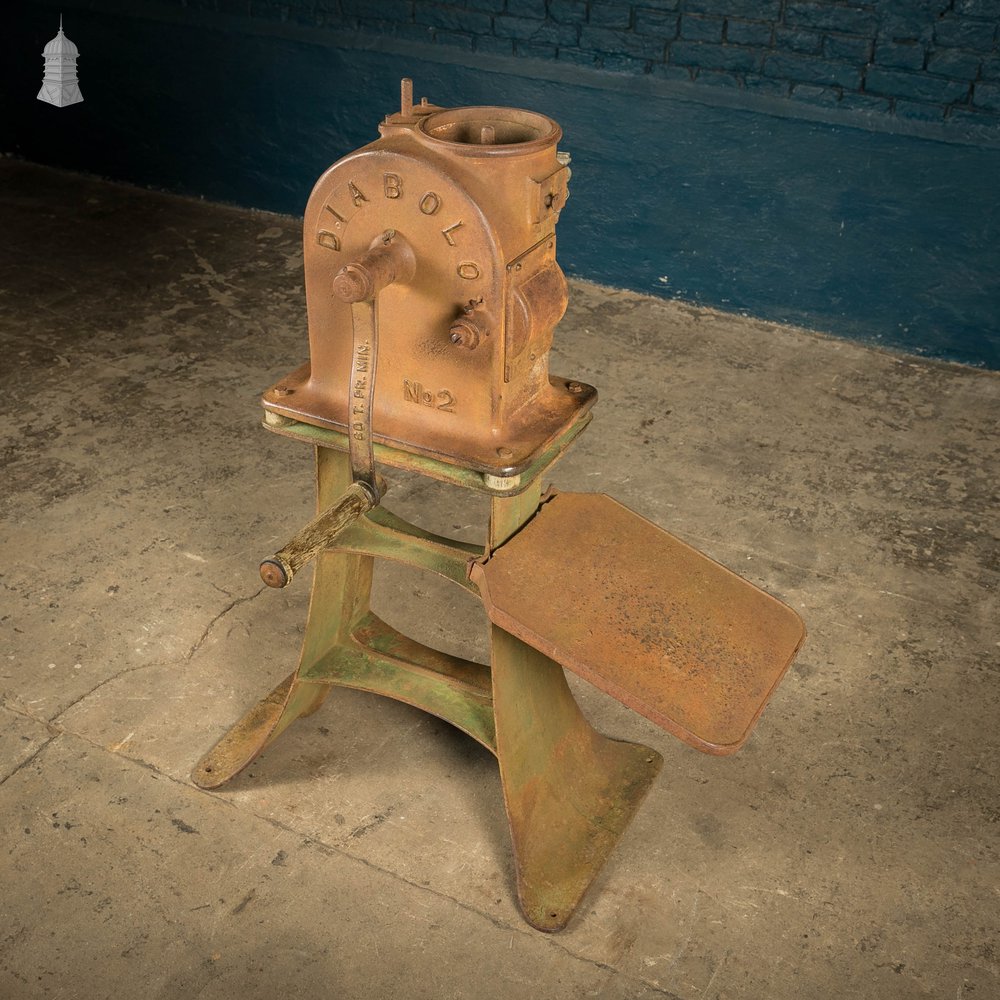 Upright Machine Base with Crank Handle, Cast Iron