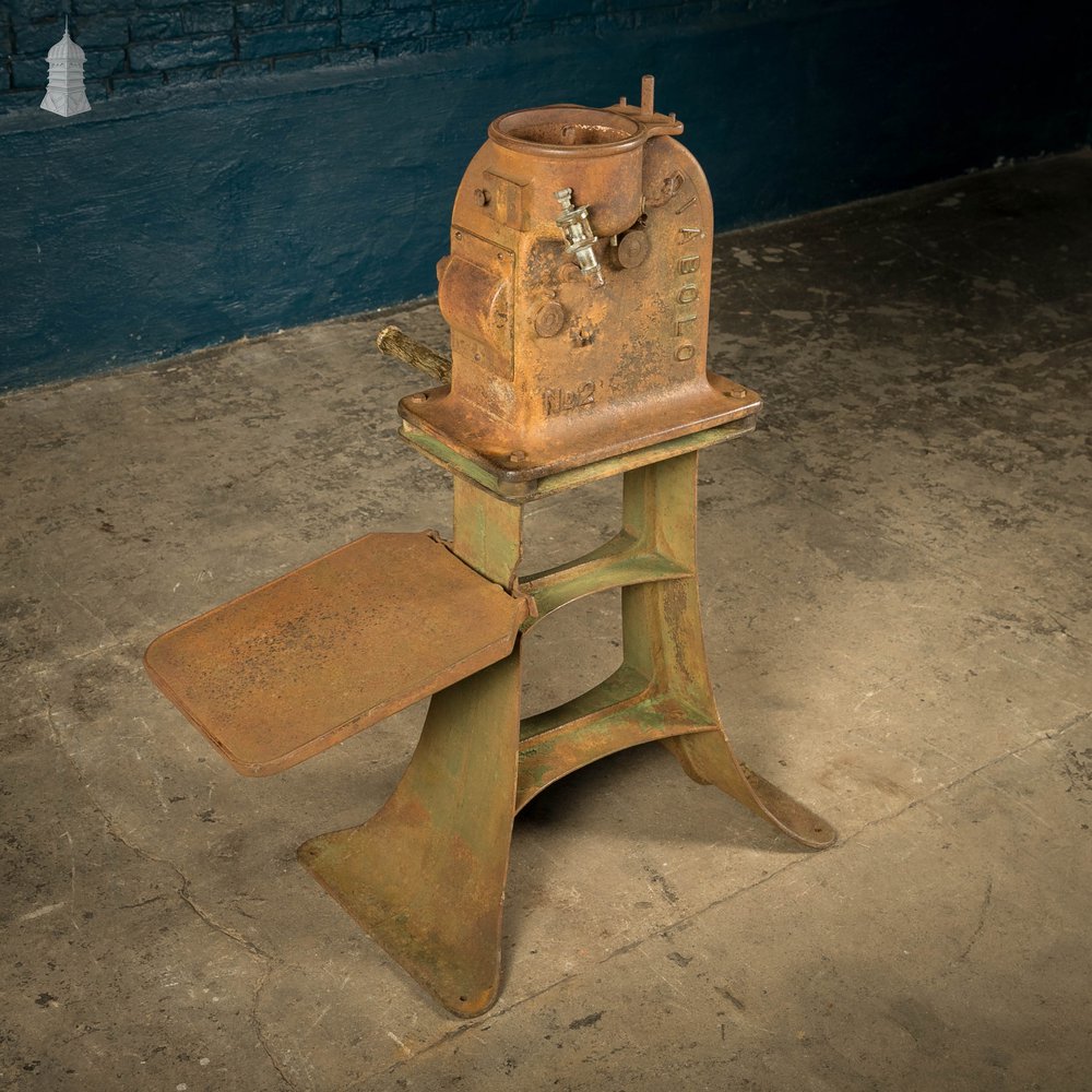 Upright Machine Base with Crank Handle, Cast Iron