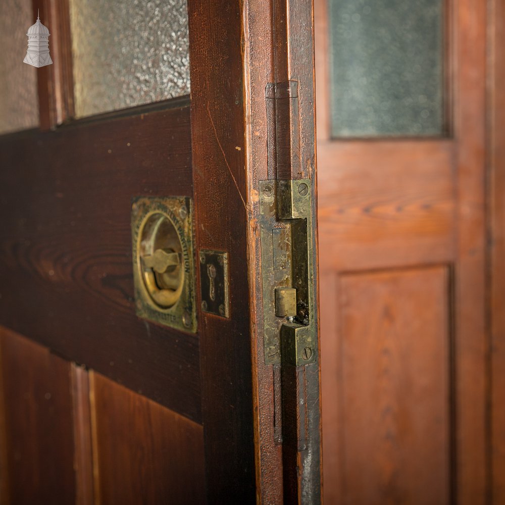 Bifold Room Divider, 19th C Glazed Pitch Pine