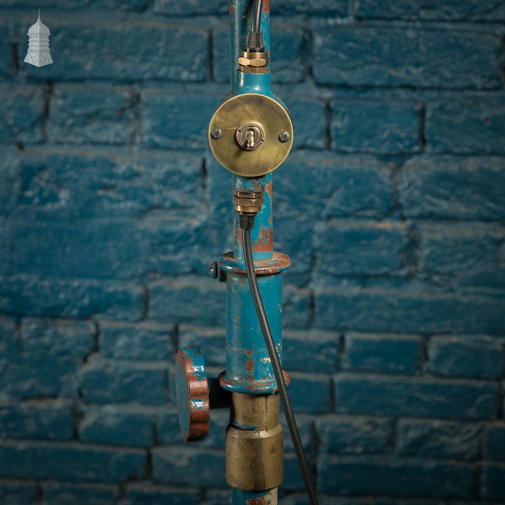 Repurposed Industrial Standing Lamp on Adjustable Wheeled tripod base