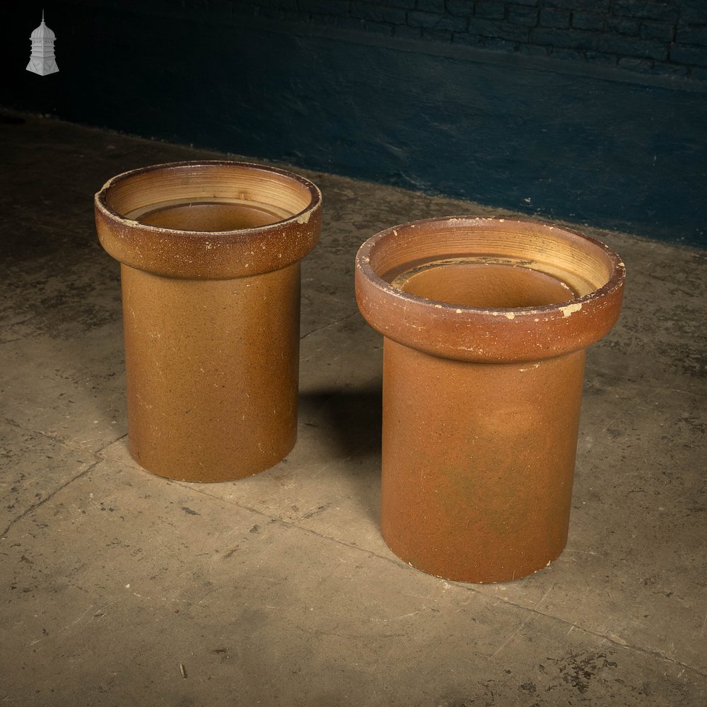 Salt Glazed Pipes, Pair of Tubes Planters