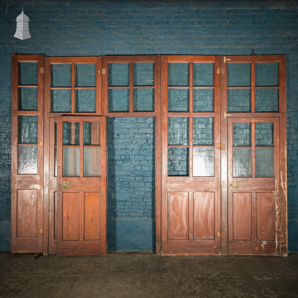 Bifold Room Divider, 19th C Glazed Pitch Pine