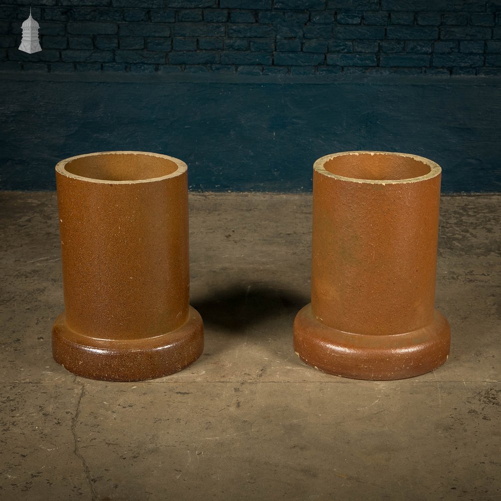 Salt Glazed Pipes, Pair of Tubes Planters