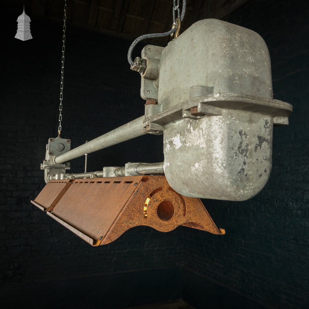 Hanging industrial light fixture repurposed G.E.C Explosion Proof Factory Lamp