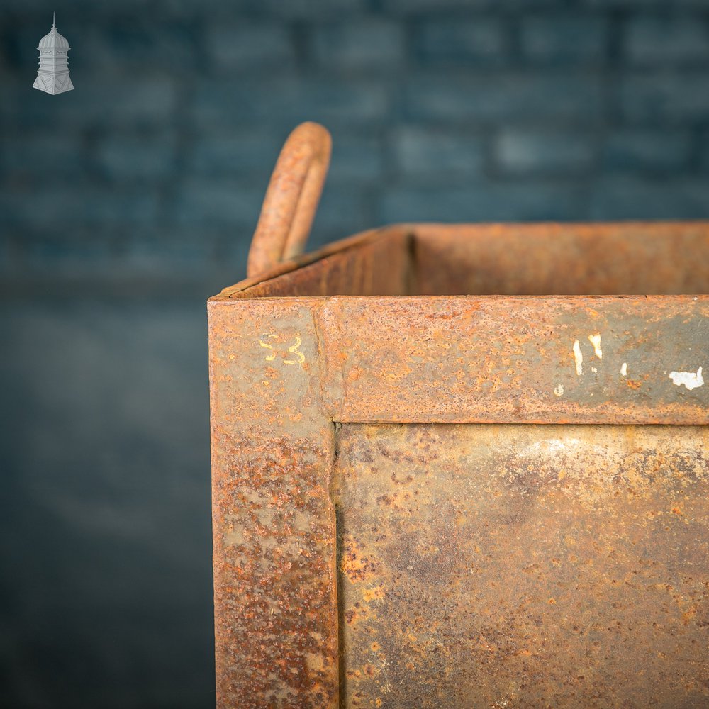 Workshop Bin Planters, Vintage Industrial Steel Parts Bins, Pair