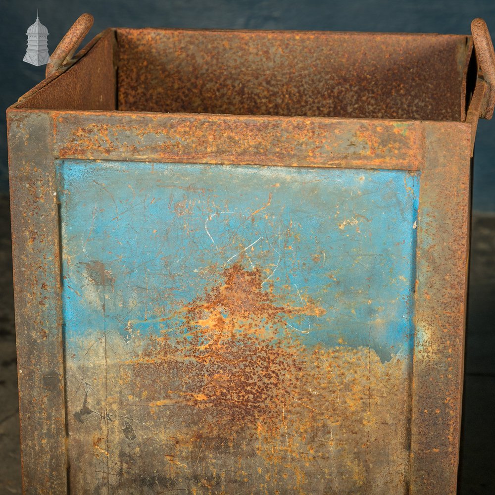 Workshop Bin Planters, Vintage Industrial Steel Parts Bins, Pair