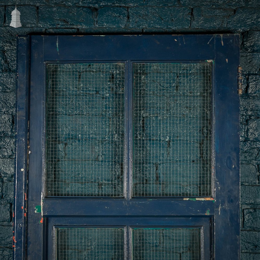 Half Glazed Door, Painted Pitch Pine Fitted with Wired Safety Glass