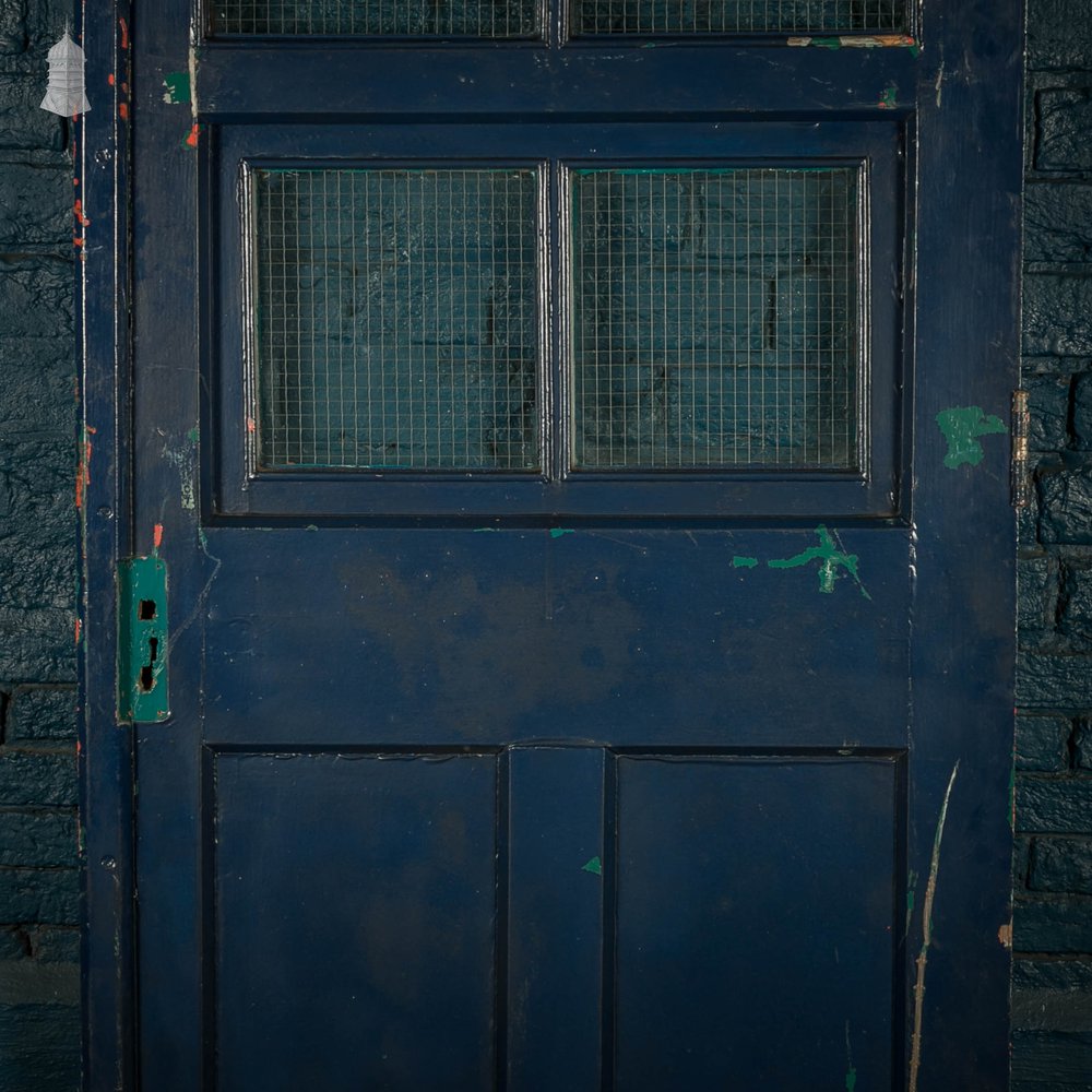 Half Glazed Door, Painted Pitch Pine Fitted with Wired Safety Glass