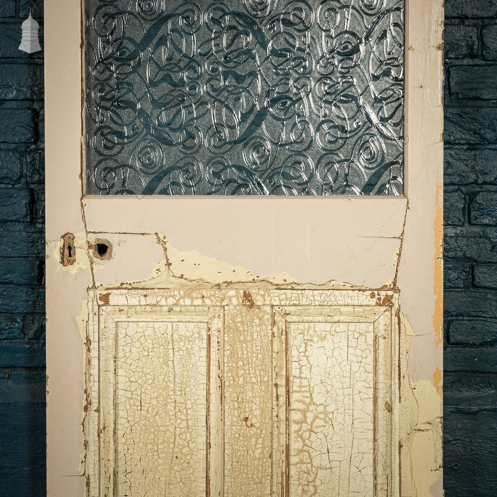 Half Glazed Door, 3 Moulded Panel Textured Glass