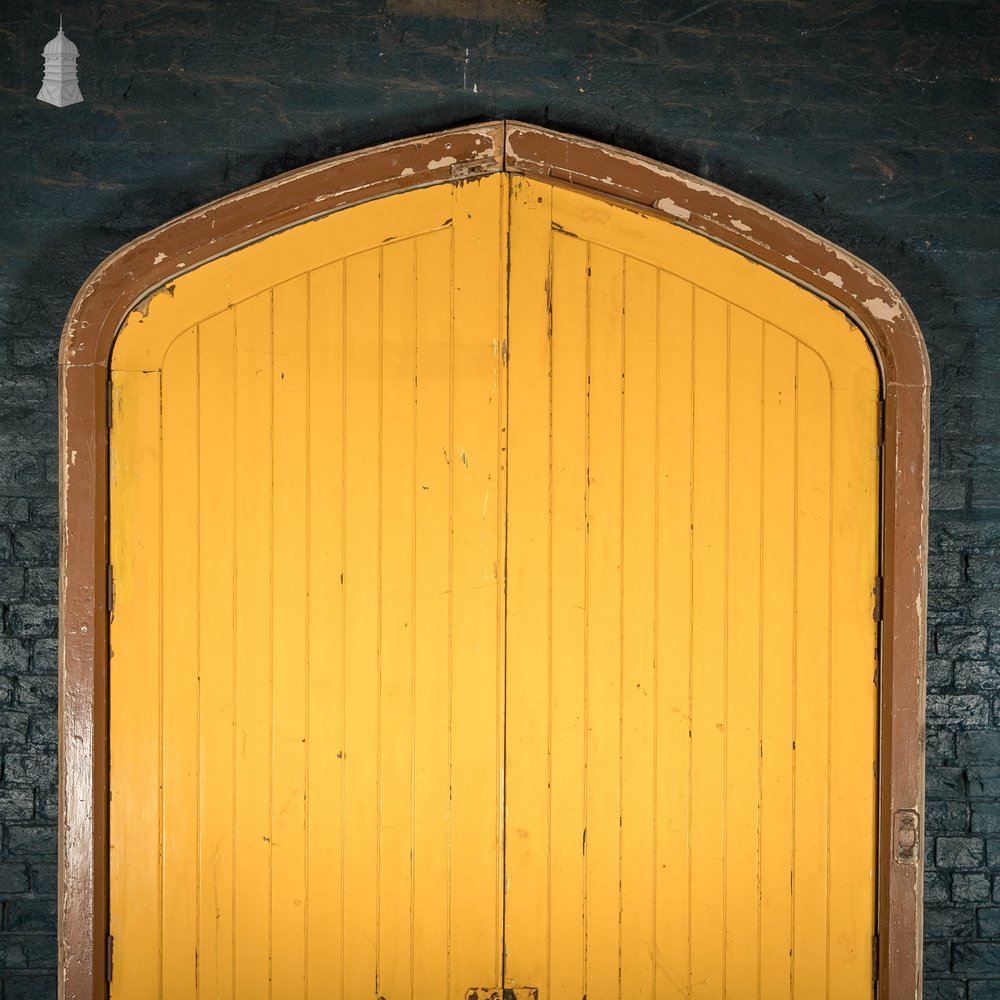 Framed Arch Top Doors, Set of Oak Braced Vertical Plank Doors