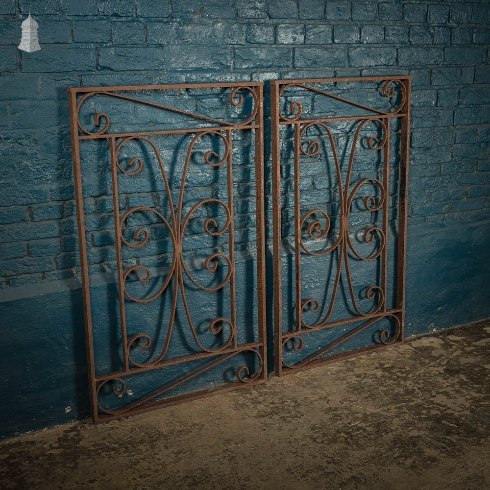 Railing Panels Pair of Wrought Iron Scroll Design Gate Panels