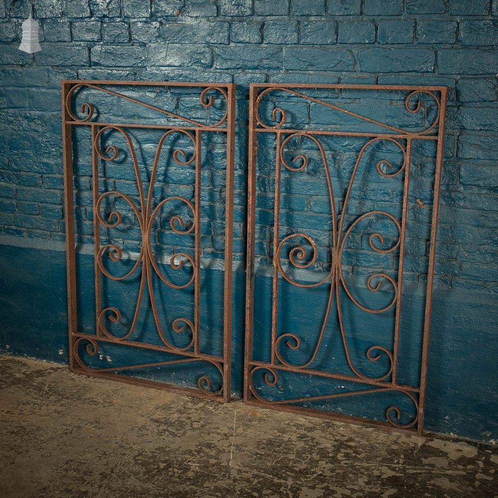 Railing Panels Pair of Wrought Iron Scroll Design Gate Panels