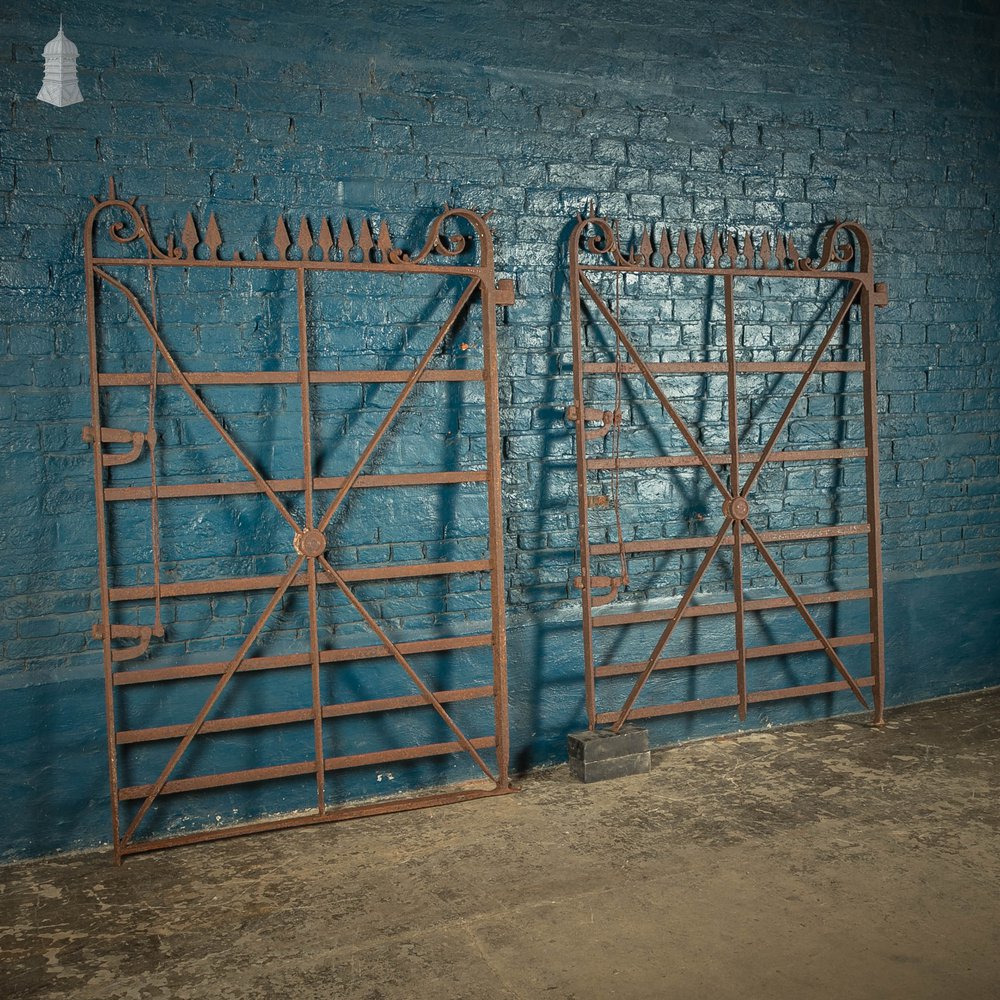 Equestrian Estate Gates, Pair of 18th C Wrought Iron Spearhead Design Gates