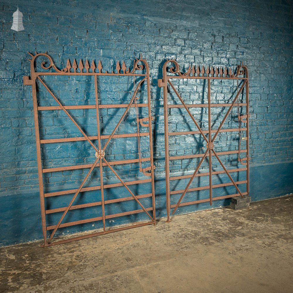 Equestrian Estate Gates, Pair of 18th C Wrought Iron Spearhead Design Gates