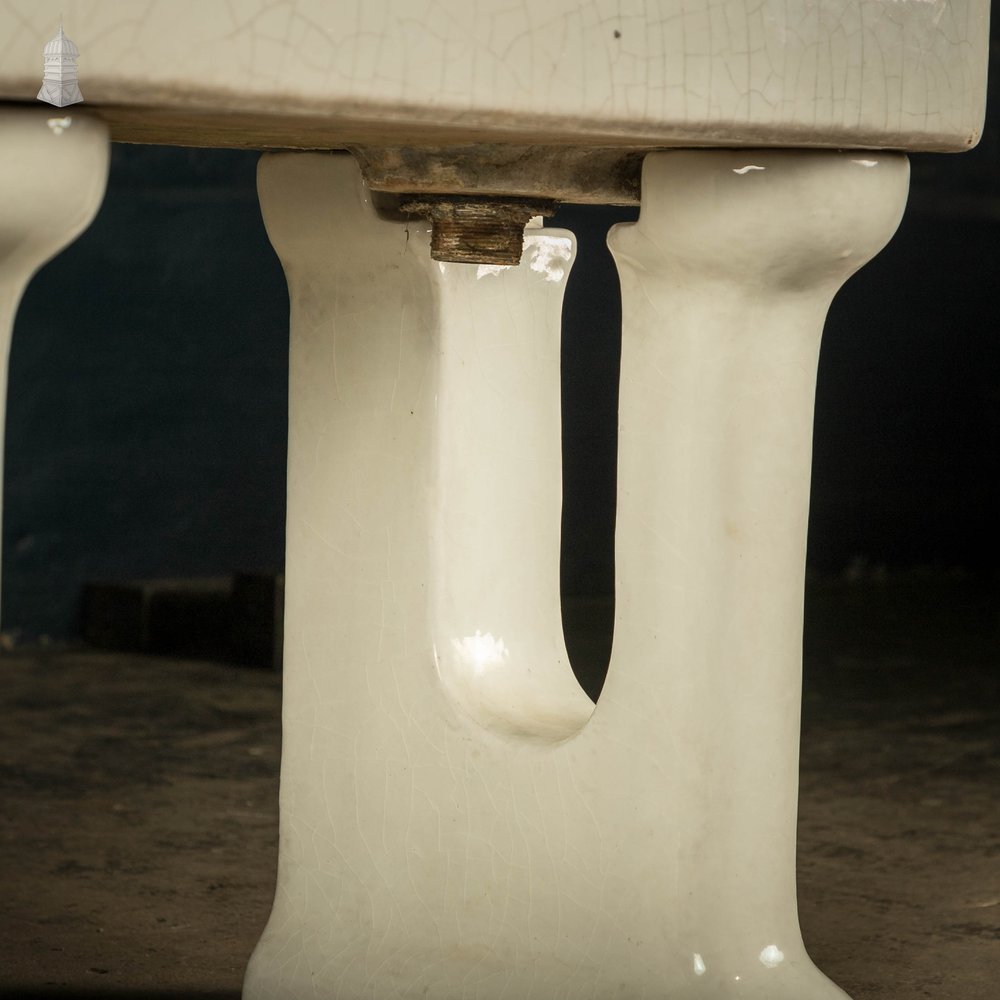 Butler Sink with Matching Legs, 19th C White Crackled Glaze