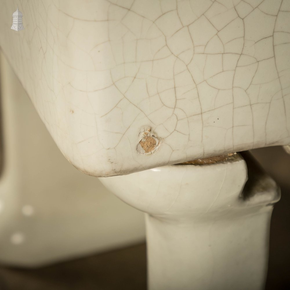 Butler Sink with Matching Legs, 19th C White Crackled Glaze