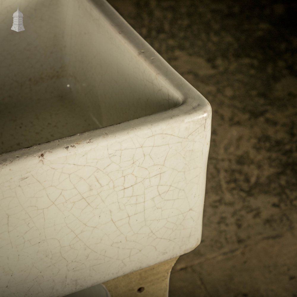 Butler Sink with Matching Legs, 19th C White Crackled Glaze