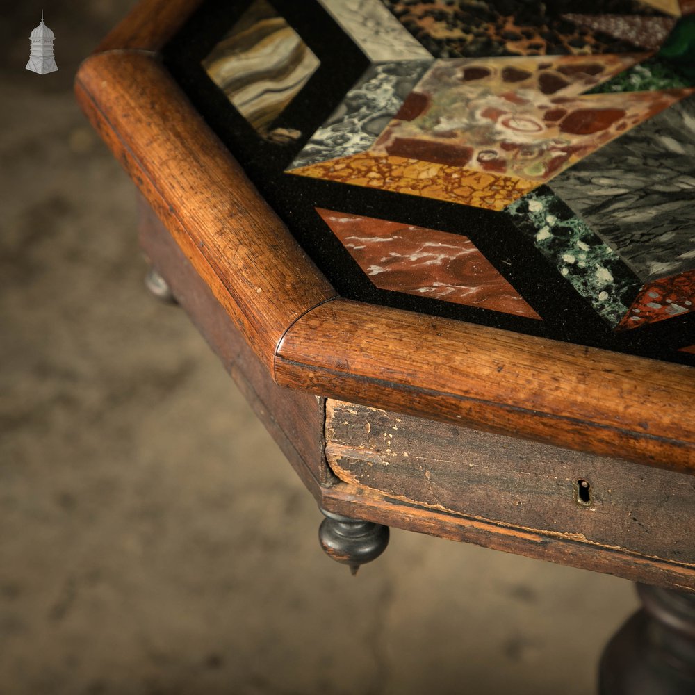 Specimen Table, Hand Painted 19th C Hardwood and Glass