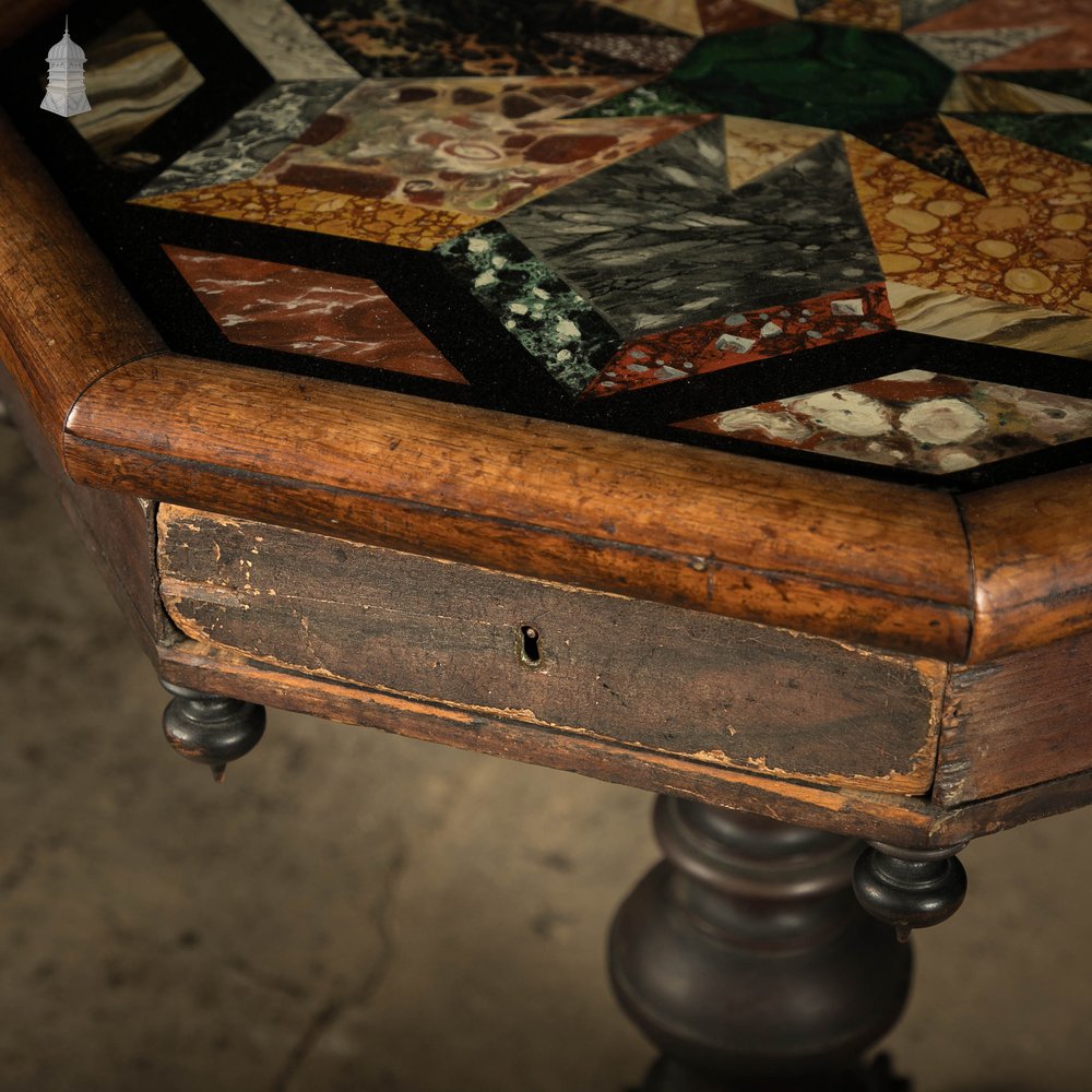 Specimen Table, Hand Painted 19th C Hardwood and Glass