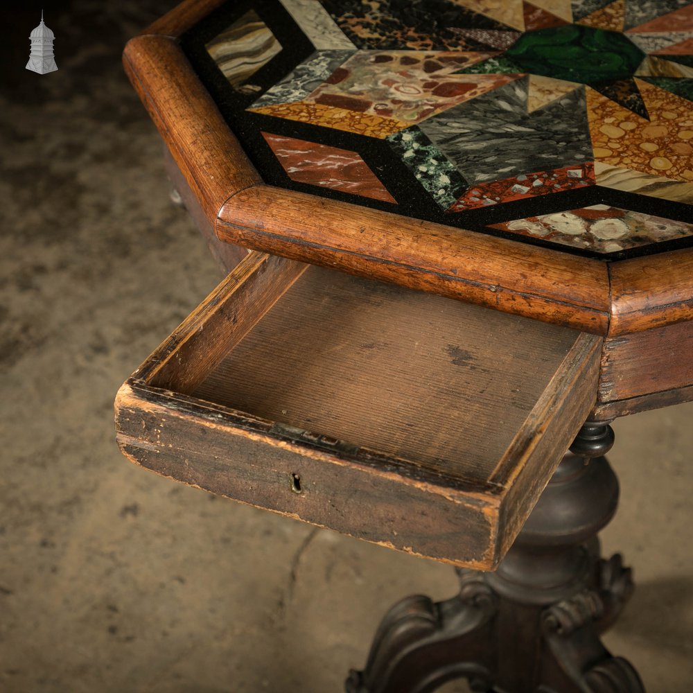 Specimen Table, Hand Painted 19th C Hardwood and Glass