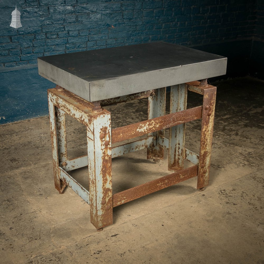 Industrial Surface Table, Granite Top on Angle Iron Base