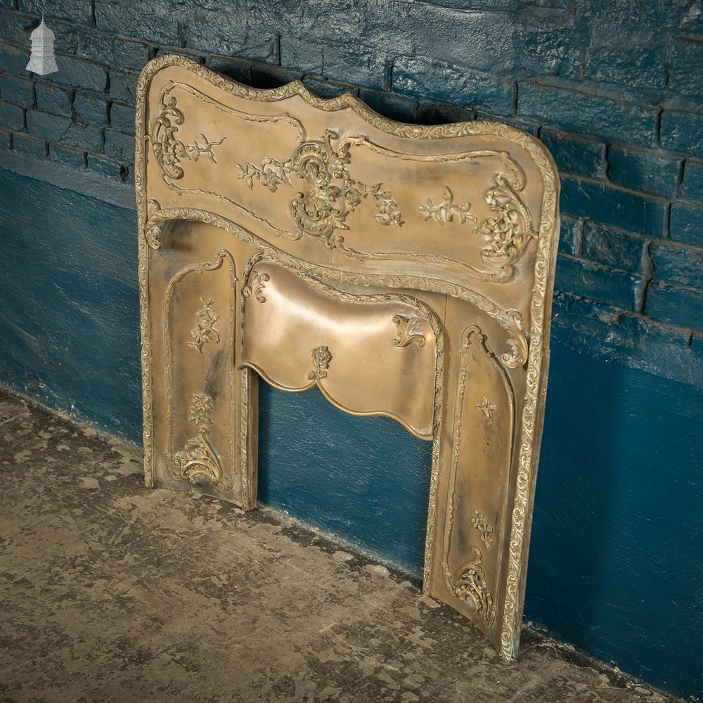 Brass Fireplace Insert, 19th C French Brass Plated