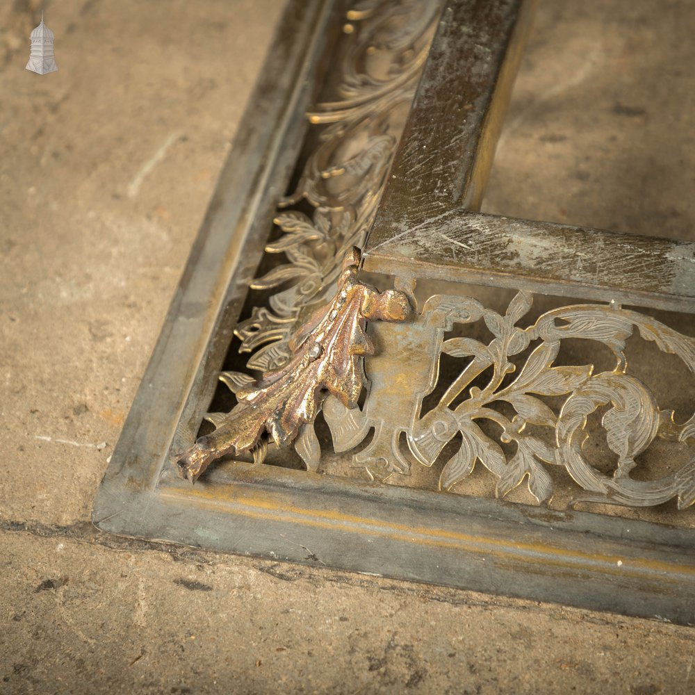 Ornate Fireplace Fender, 19th C Brass Kerb Fender