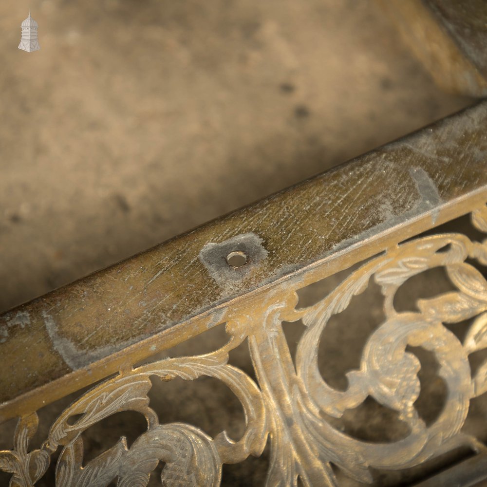 Ornate Fireplace Fender, 19th C Brass Kerb Fender