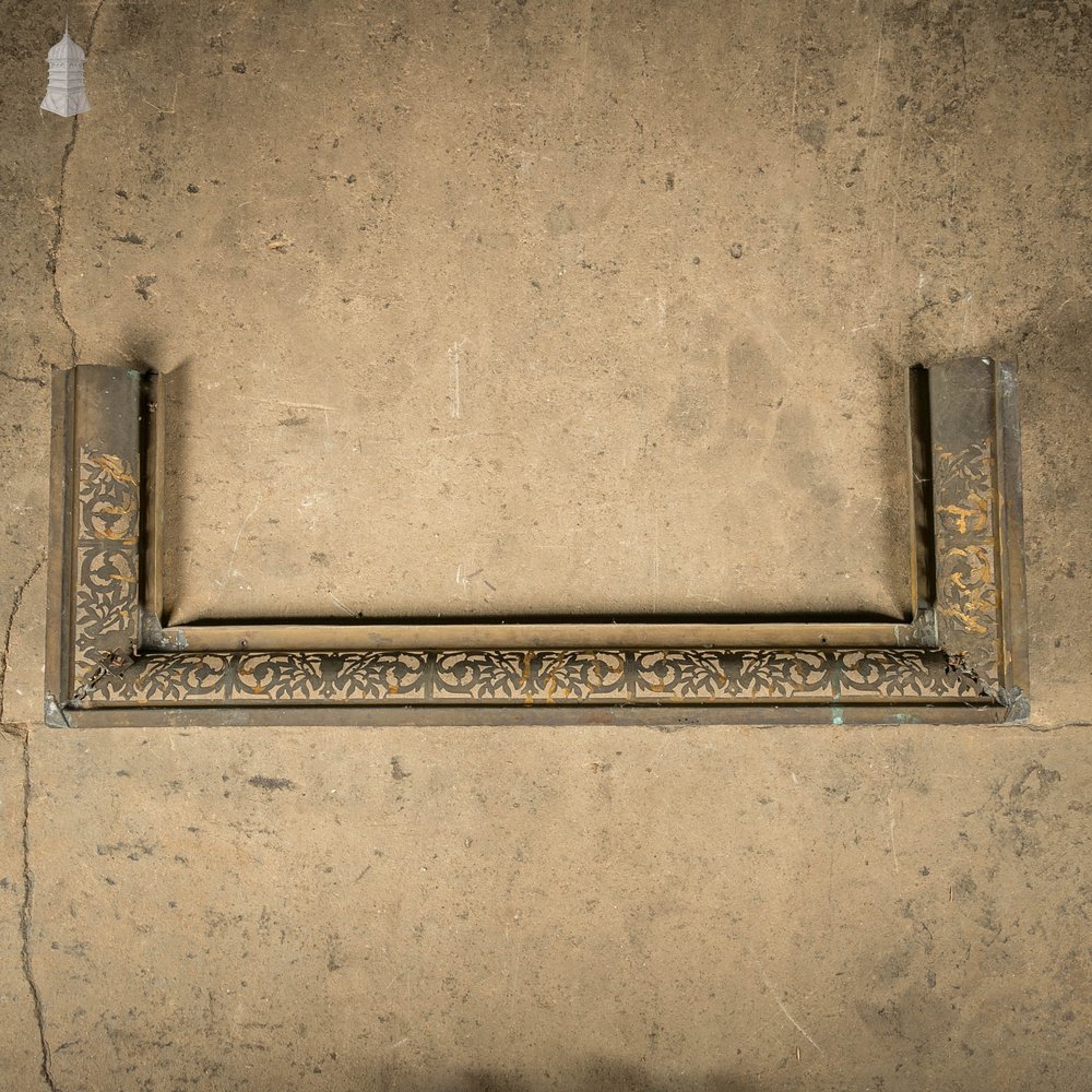 Ornate Fireplace Fender, 19th C Brass Kerb Fender