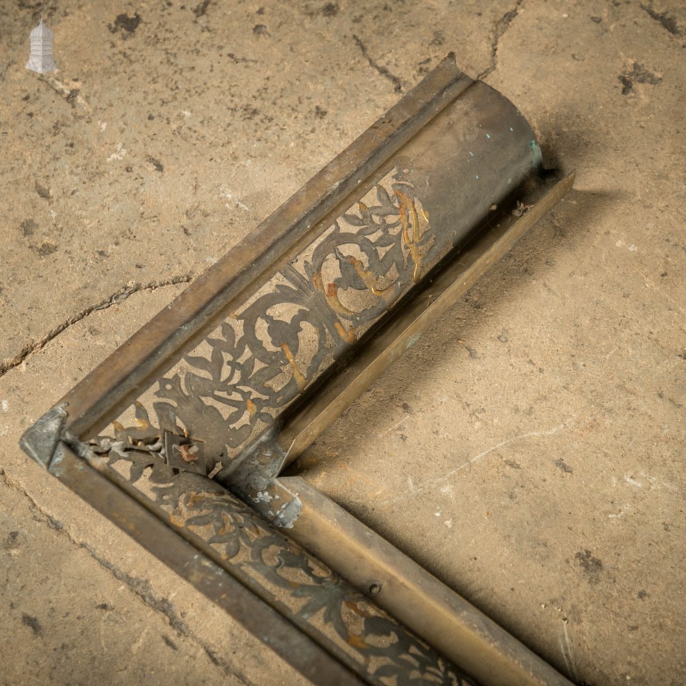 Ornate Fireplace Fender, 19th C Brass Kerb Fender