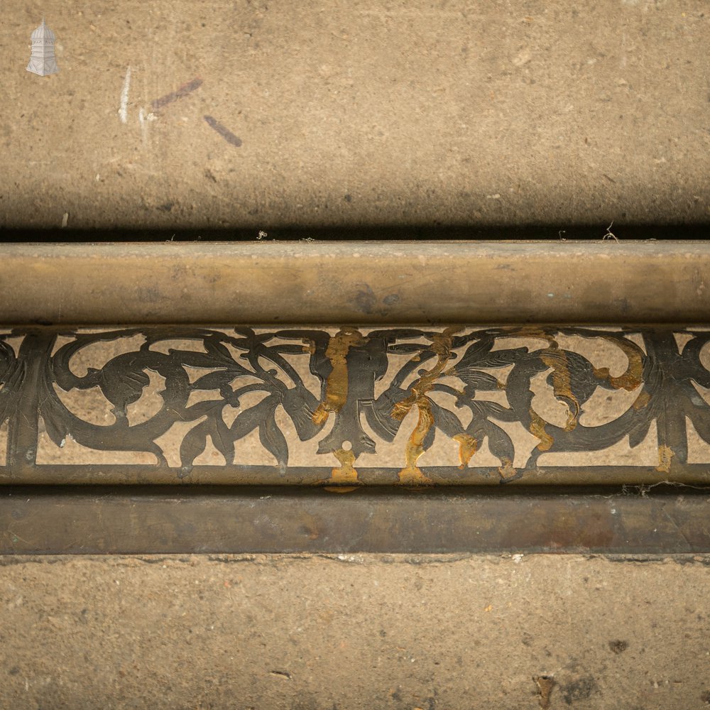 Ornate Fireplace Fender, 19th C Brass Kerb Fender