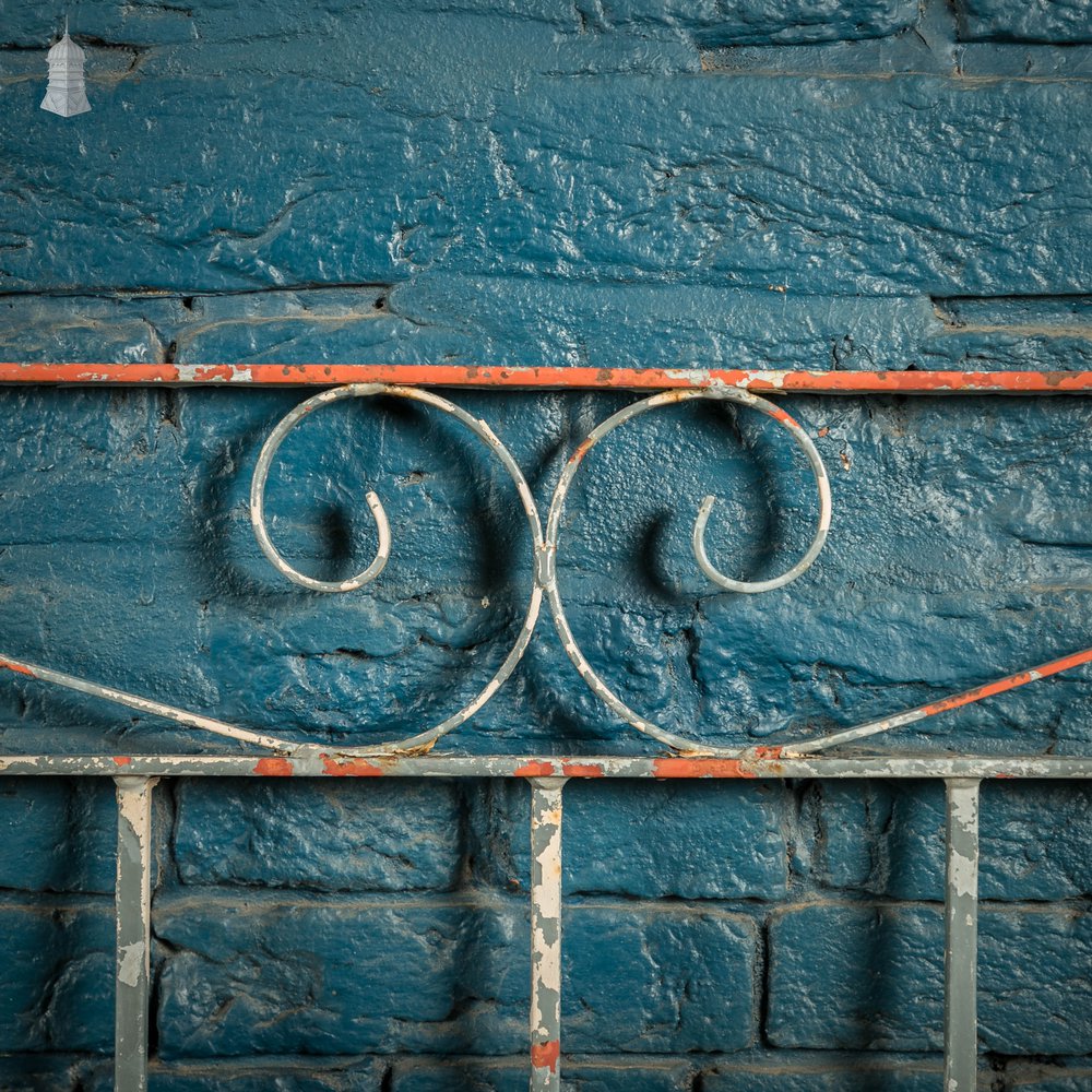 Wrought Iron Driveway Gates, Pair of 20th C Gates with Distressed Paint Finish