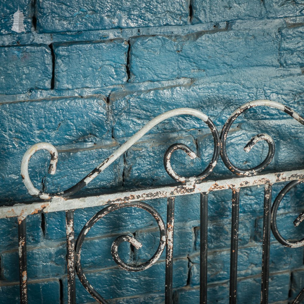 Wrought Iron Driveway Gates, Pair of 20th C Gates with Distressed Painted Finish