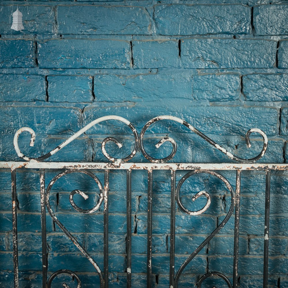 Wrought Iron Driveway Gates, Pair of 20th C Gates with Distressed Painted Finish