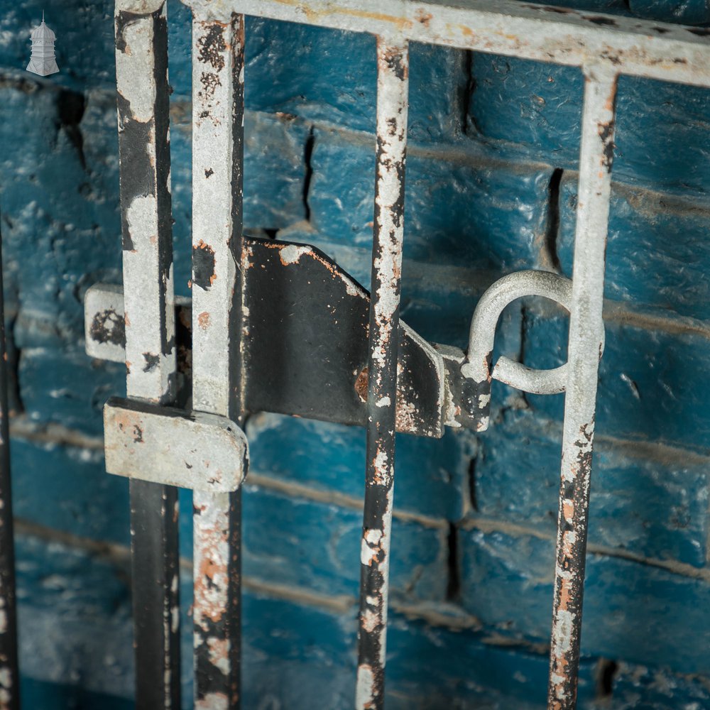 Wrought Iron Driveway Gates, Pair of 20th C Gates with Distressed Painted Finish