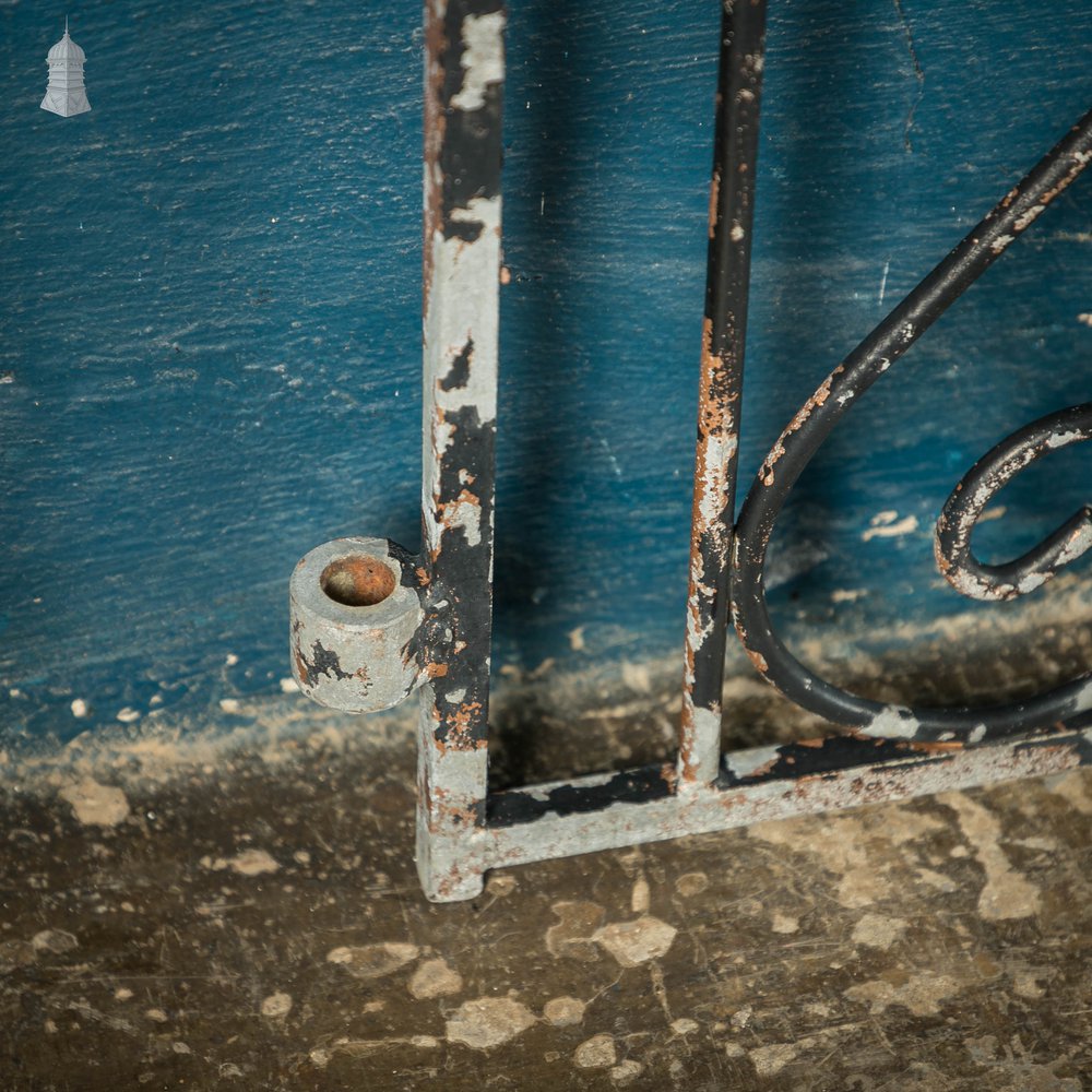 Wrought Iron Driveway Gates, Pair of 20th C Gates with Distressed Painted Finish