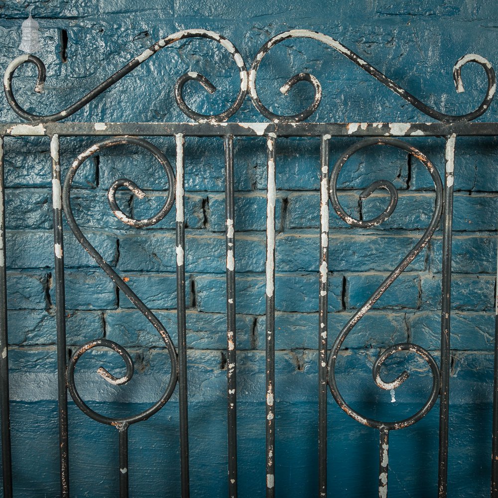 Wrought Iron Driveway Gates, Pair of 20th C Gates with Distressed Painted Finish