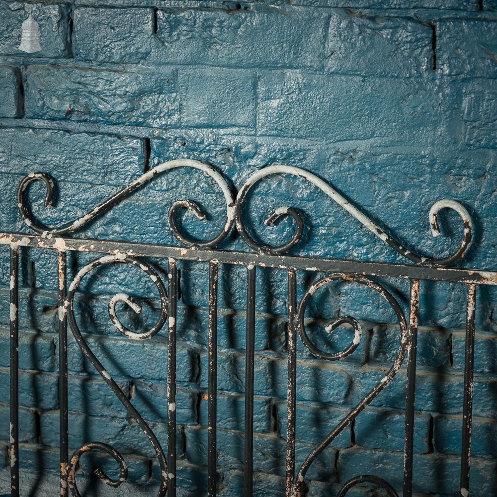 Wrought Iron Driveway Gates, Pair of 20th C Gates with Distressed Painted Finish