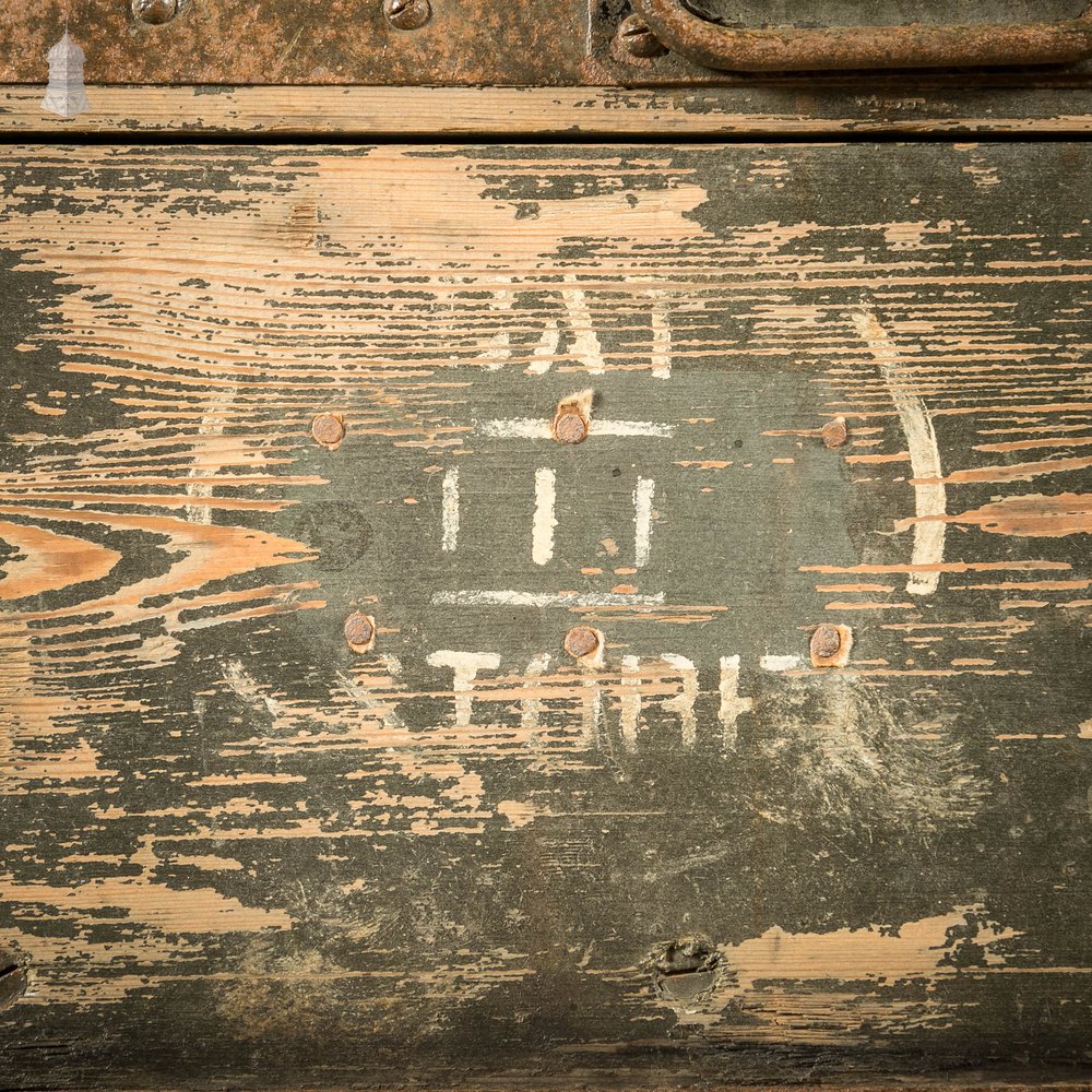 Military Shipping Crate, 1920’s Industrial Box Wood and Metal Construction