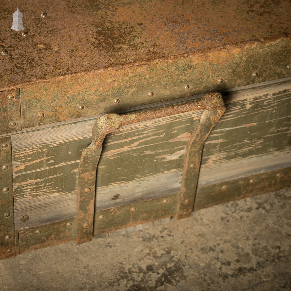 Military Shipping Crate, 1920’s Industrial Box Wood and Metal Construction