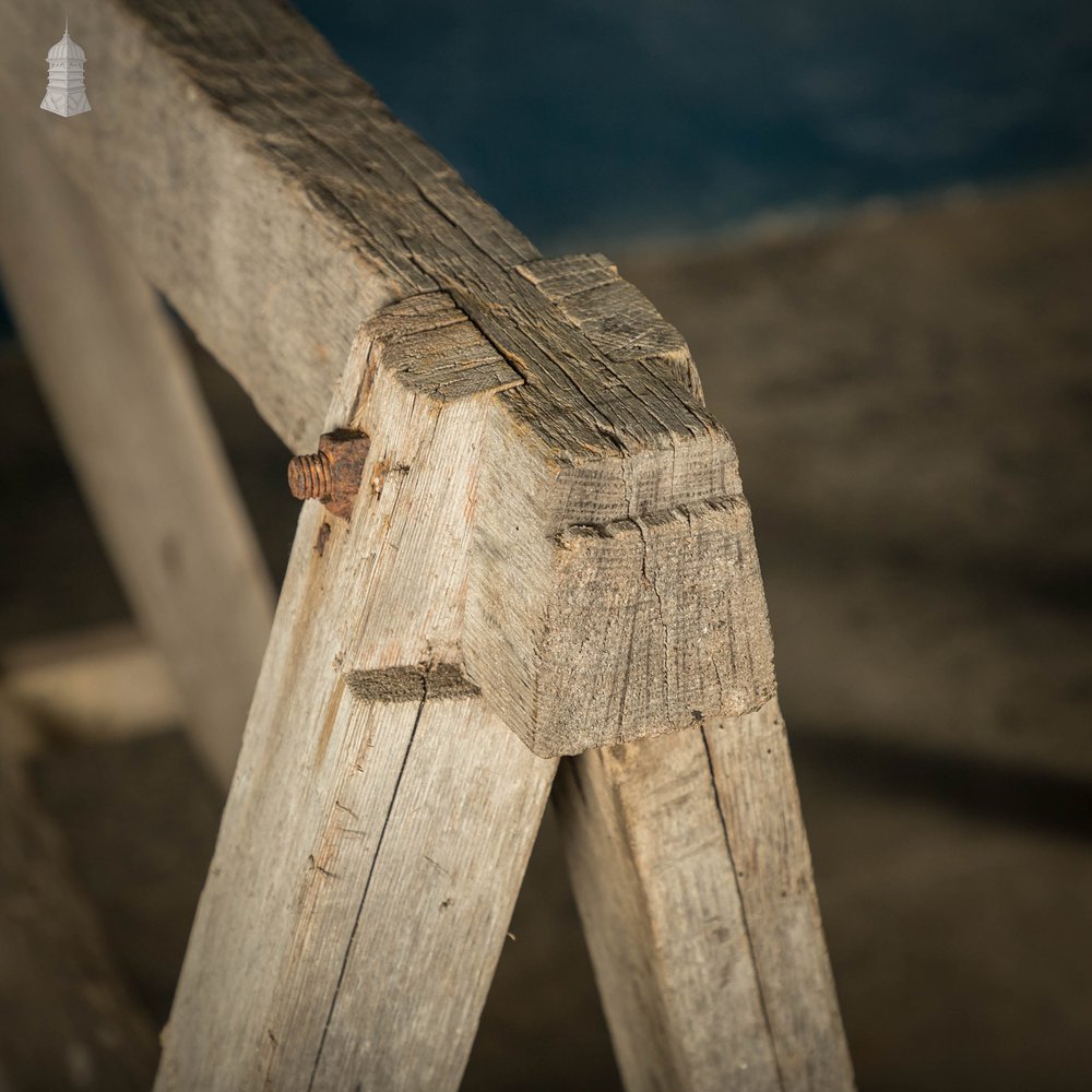 Vintage Wooden Trestles, Pair of Rustic Workshop Trestles