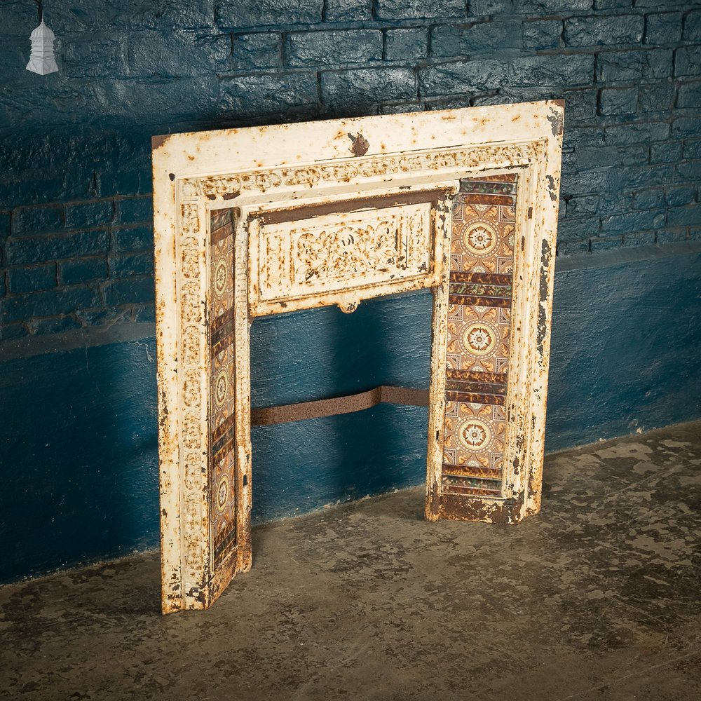 Cast Iron Fireplace Insert, Victorian Tiled Combination Fireplace Front