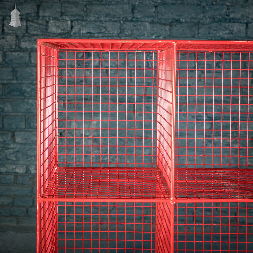 Vintage Pigeonholes, Red Wire Mesh Pigeon Hole Shelving Unit