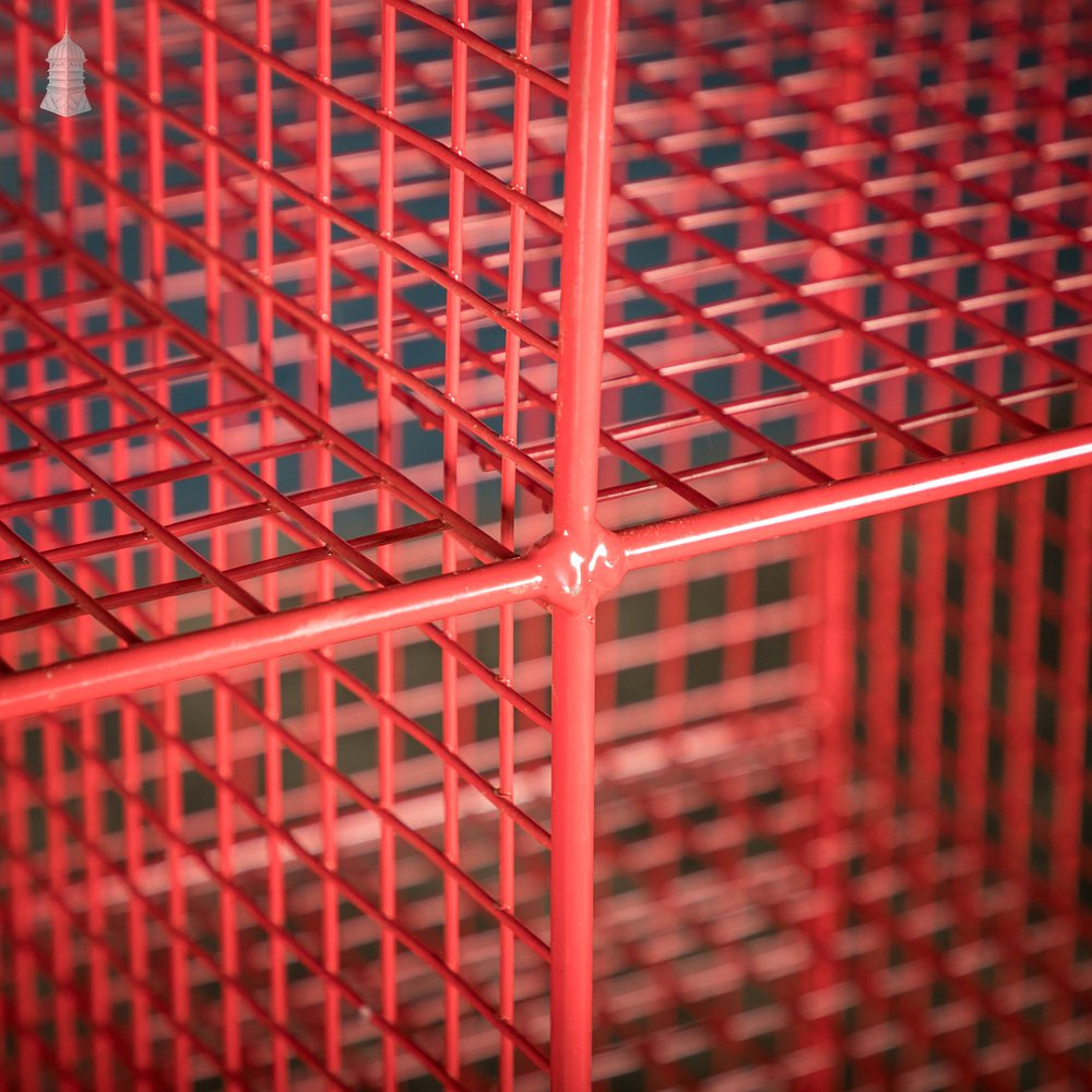 Vintage Pigeonholes, Red Wire Mesh Pigeon Hole Shelving Unit